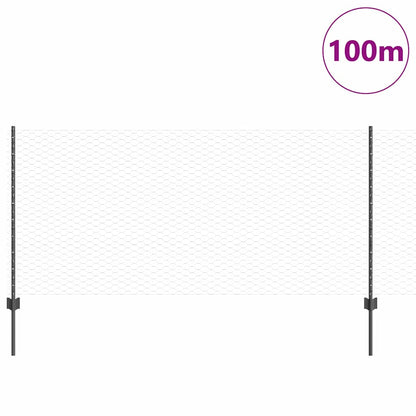 vidaXL Zaun mit Pfosten Grau 1 x 100 m Stahl und PVC