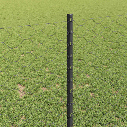 vidaXL Zaun mit Pfosten Grau 1 x 100 m Stahl und PVC
