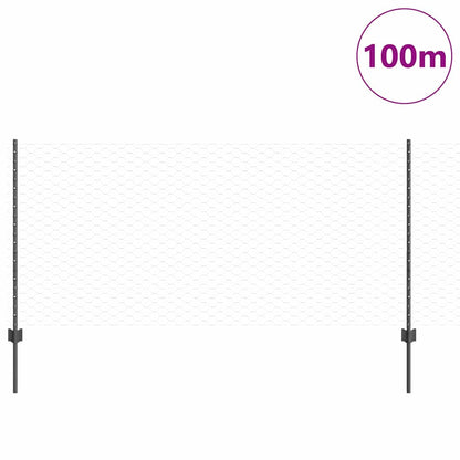 vidaXL Zaun mit Pfosten Grau 1 x 100 m Stahl und PVC