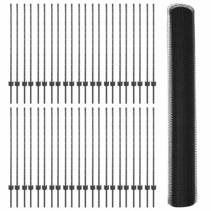 vidaXL Zaun mit Pfosten Grau 1,2 x 100 m Stahl und PVC