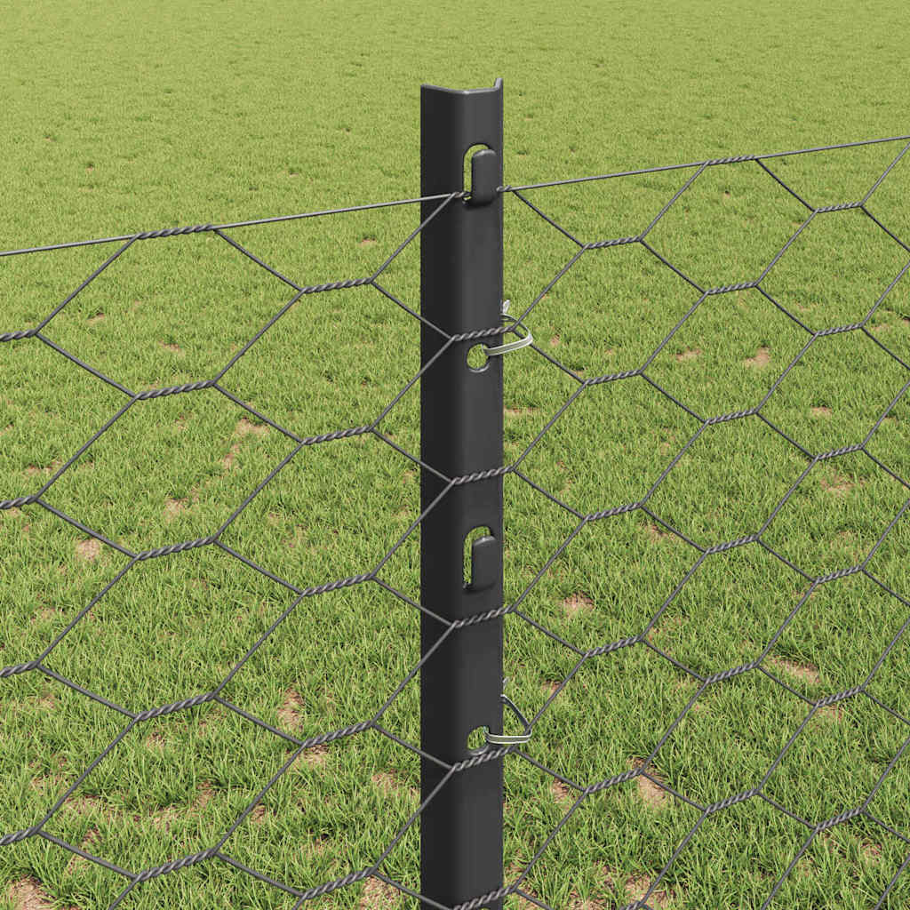 vidaXL Zaun mit Pfosten Grau 1,2 x 100 m Stahl und PVC