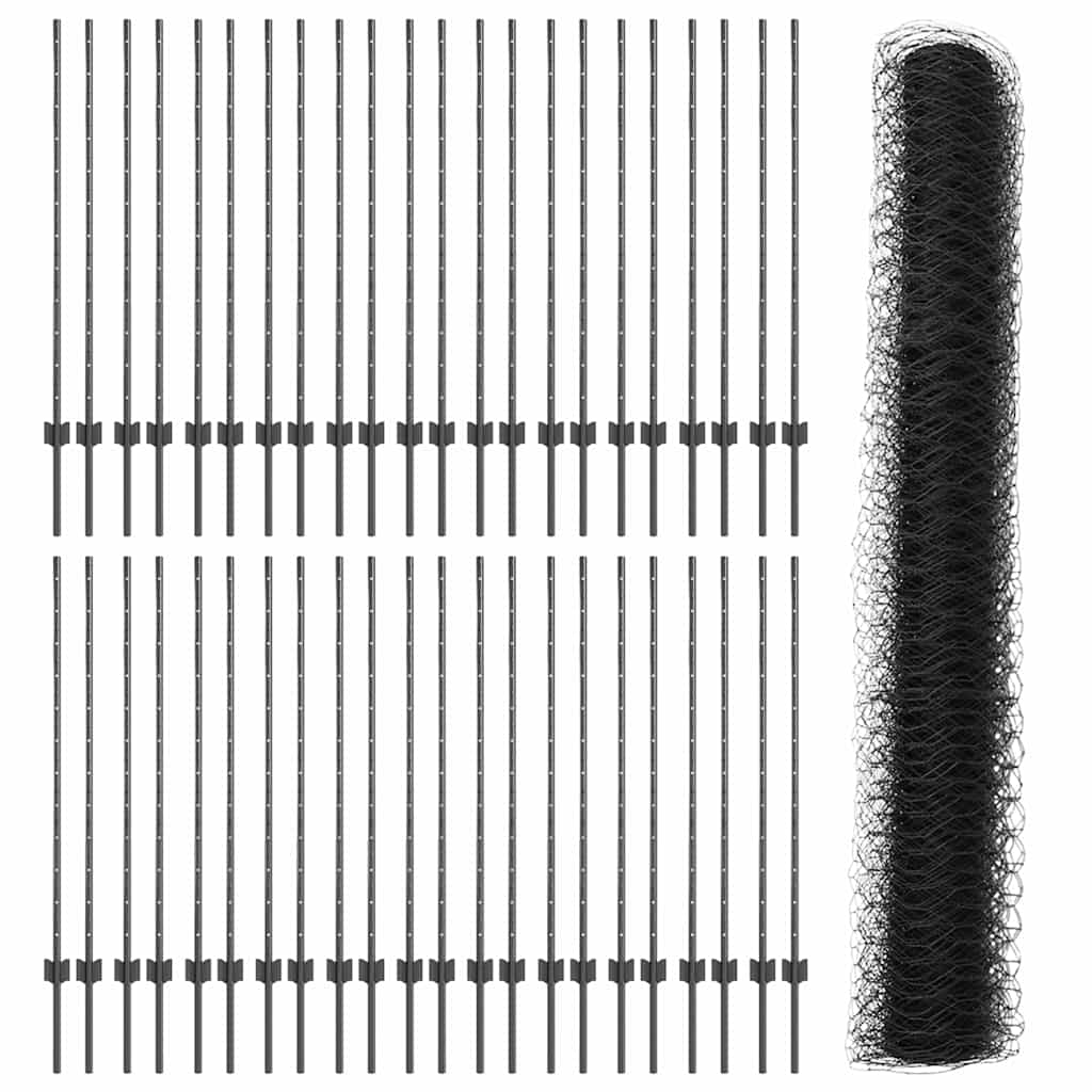 vidaXL Zaun mit Pfosten Grau 1,2 x 100 m Stahl und PVC