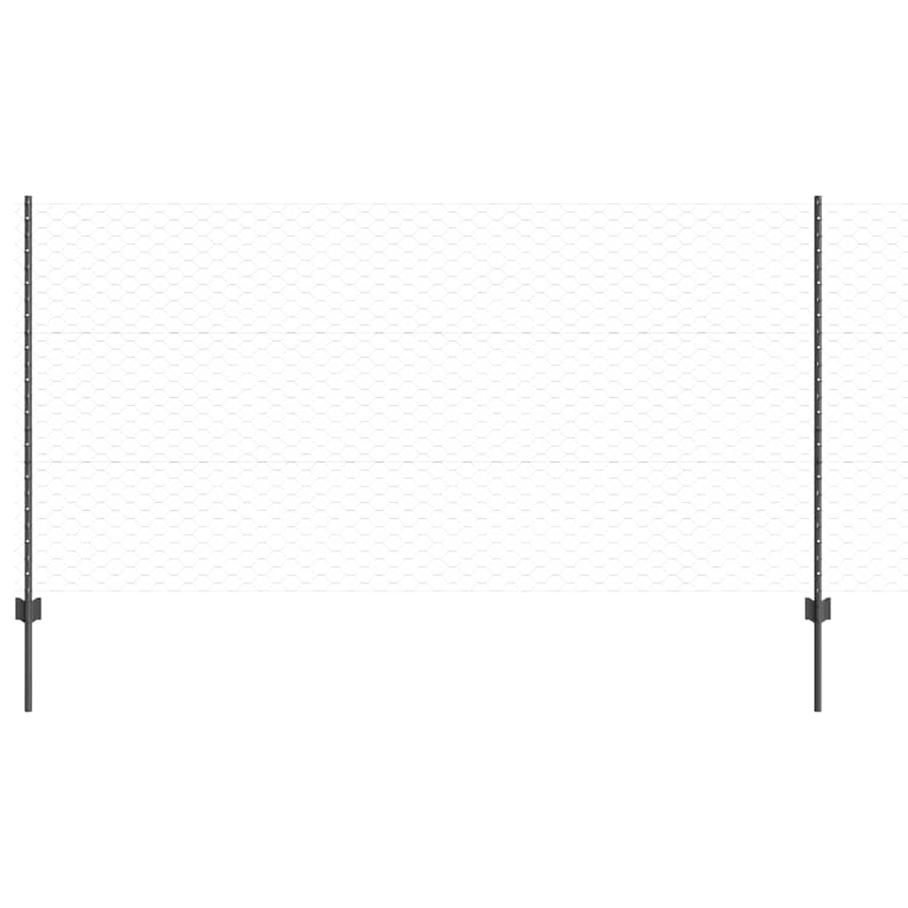 Zaun mit Pfosten Grau 1,2 x 100 m Stahl und PVC