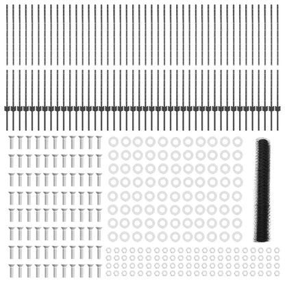 Zaun mit Pfosten Grau 1,2 x 100 m Stahl und PVC