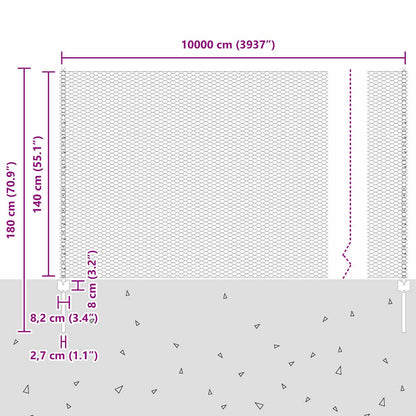 vidaXL Clôture avec poteaux Gris 1,4 x 100 m Acier et PVC