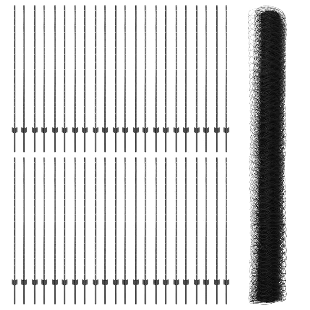 vidaXL Clôture avec poteaux gris 1,5 x 100 m acier et PVC