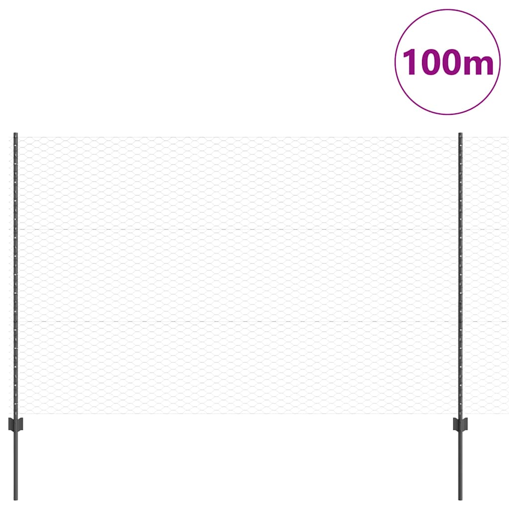 vidaXL Clôture avec poteaux gris 1,5 x 100 m acier et PVC