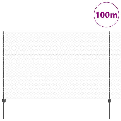 vidaXL Clôture avec poteaux gris 1,5 x 100 m acier et PVC