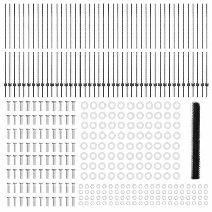 Zaun mit Pfosten Grau 1,5 x 100 m Stahl
