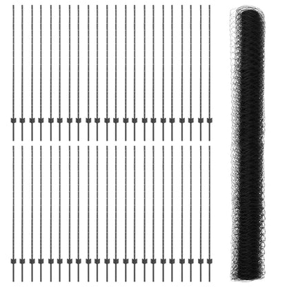 Zaun mit Pfosten Grau 1,6 x 100 m Stahl und PVC