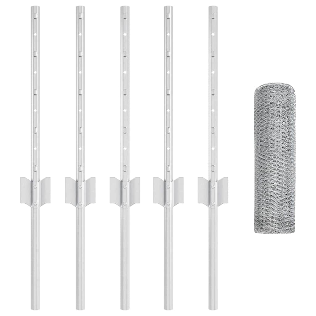 vidaXL Zaun mit Pfosten Silber 0,4 x 10 m Stahl
