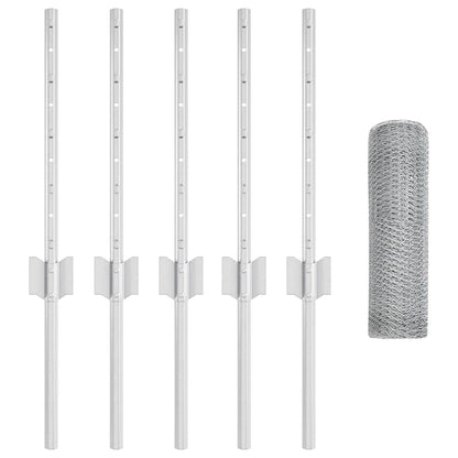 Zaun mit Pfosten Silber 0,4 x 10 m Stahl