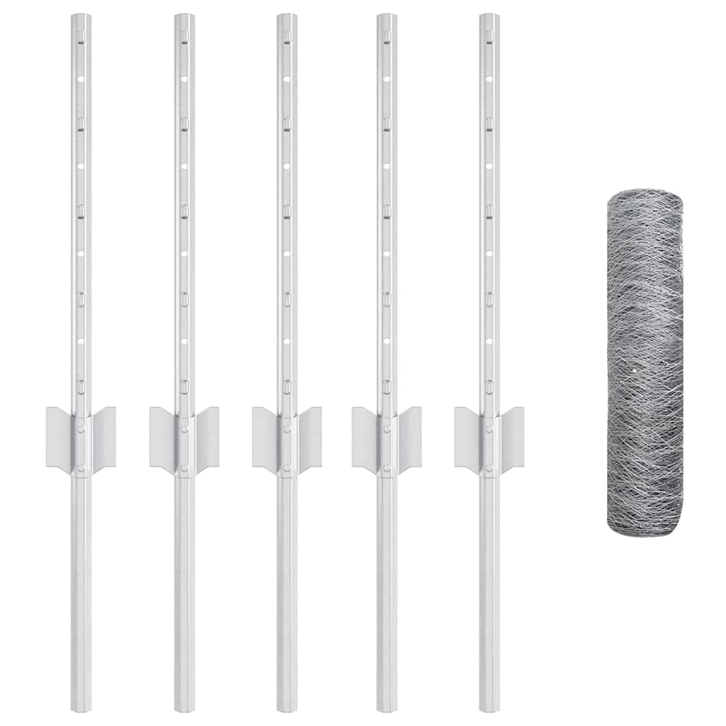 Zaun mit Pfosten Silber 0,4 x 10 m Stahl