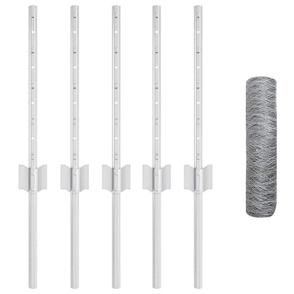 Zaun mit Pfosten Silber 0,4 x 10 m Stahl