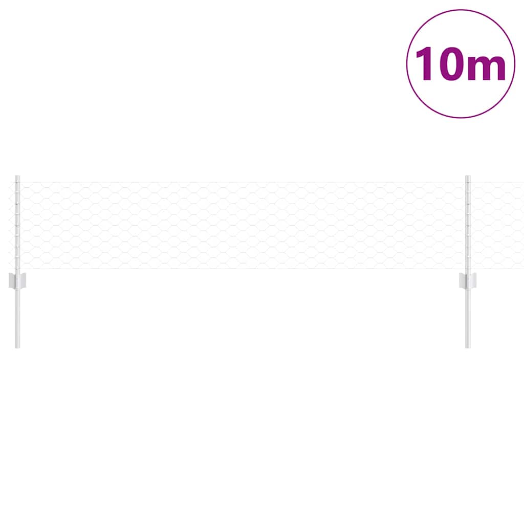 Zaun mit Pfosten Silber 0,4 x 10 m Stahl