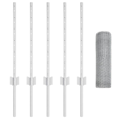 Zaun mit Pfosten Silber 0,5 x 10 m Stahl