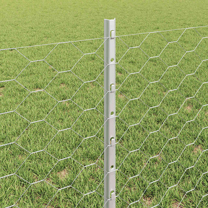 Zaun mit Pfosten Silber 0,6 x 10 m Stahl