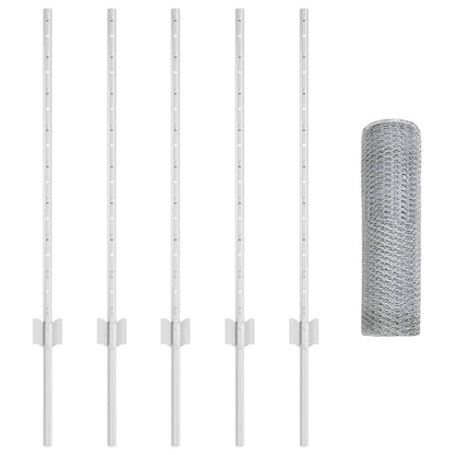 Zaun mit Pfosten Silber 0,8 x 10 m Stahl