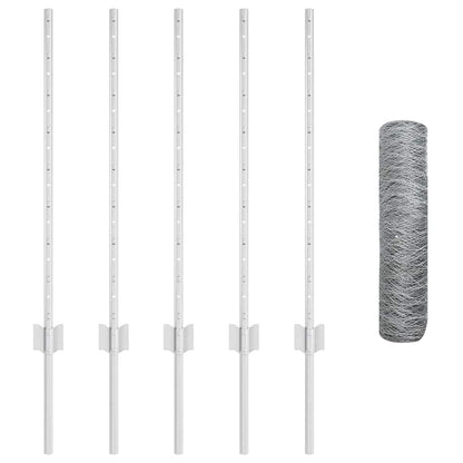 Zaun mit Pfosten Silber 0,8 x 10 m Stahl