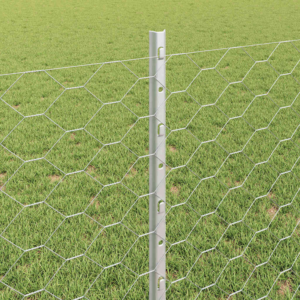 vidaXL Zaun mit Pfosten Silber 0,8 x 10 m Stahl