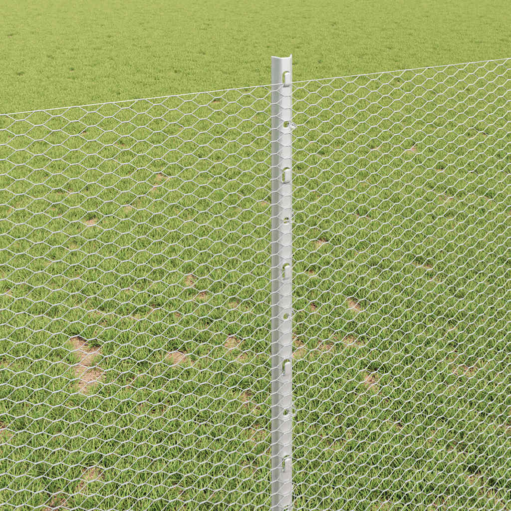 Zaun mit Pfosten Silber 1 x 10 m Stahl