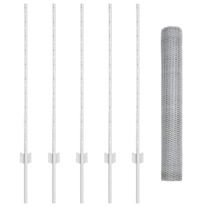 Zaun mit Pfosten Silber 1 x 10 m Stahl