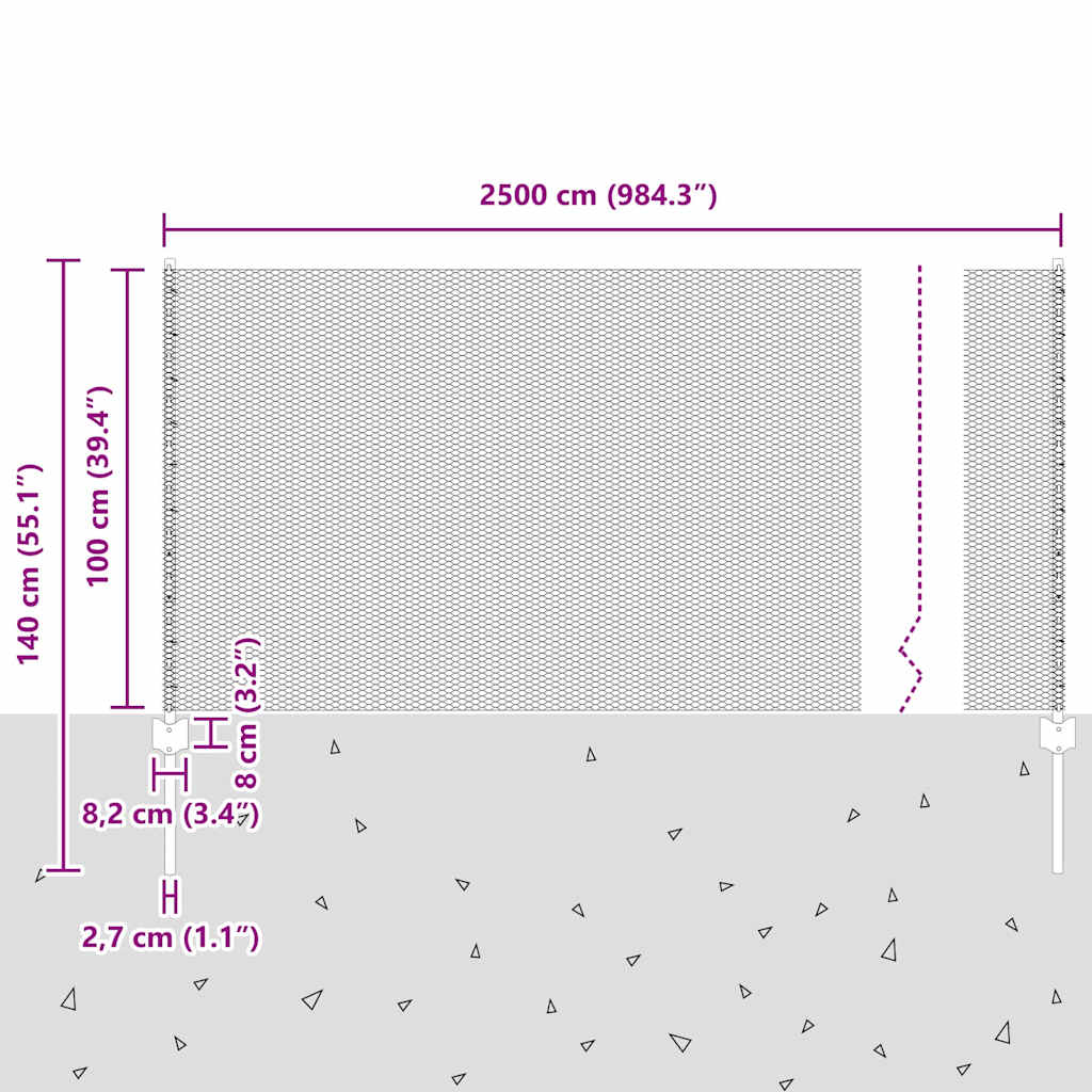 vidaXL Clôture avec poteaux argentée 1 x 10 m Acier