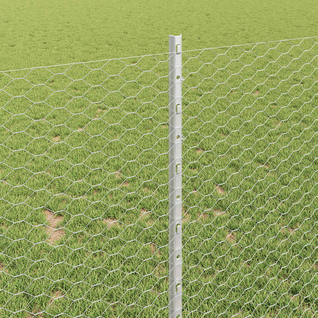vidaXL Clôture avec poteaux argentée 1 x 10 m Acier