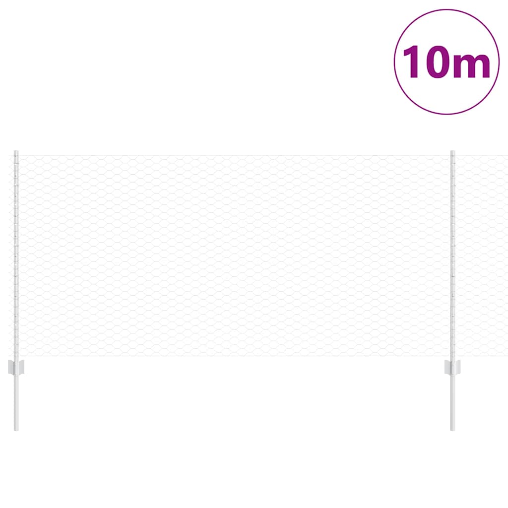 vidaXL Clôture avec poteaux argentée 1 x 10 m Acier