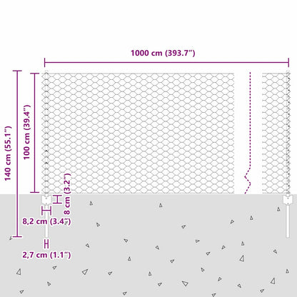 vidaXL Clôture avec poteaux argentée 1 x 10 m Acier