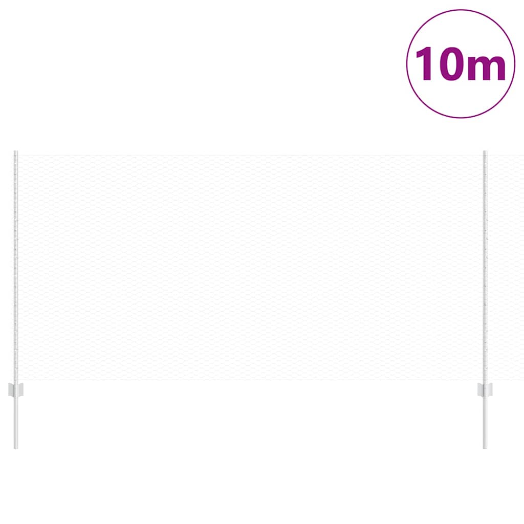 Zaun mit Pfosten Silber 1,2 x 10 m Stahl