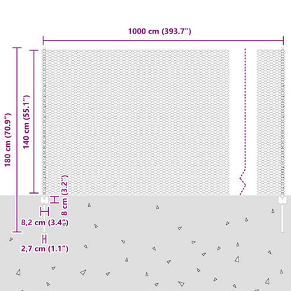 vidaXL Clôture avec poteaux Argent 1,4 x 10 m Acier