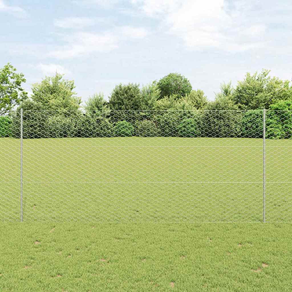 vidaXL Clôture avec poteaux Argent 1,4 x 10 m Acier