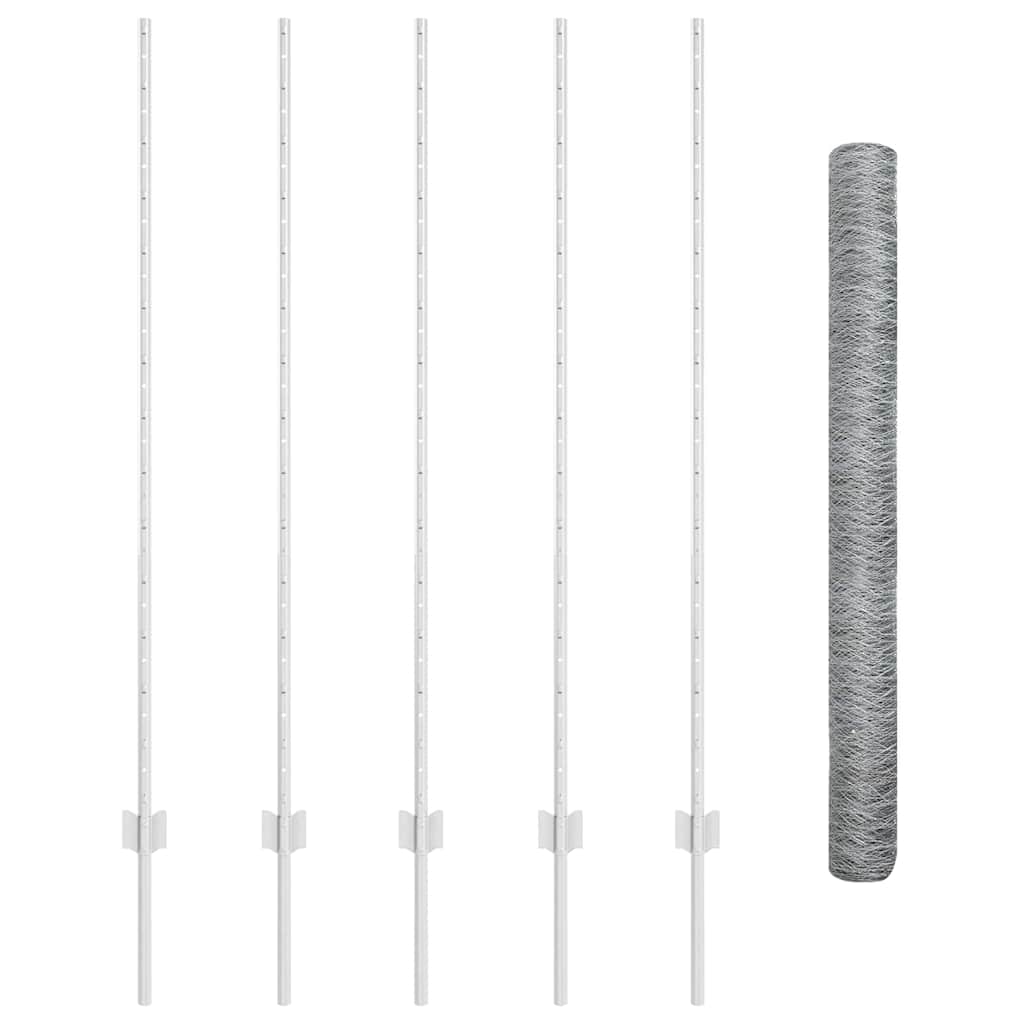 vidaXL Clôture avec poteaux Argent 1,4 x 10 m Acier