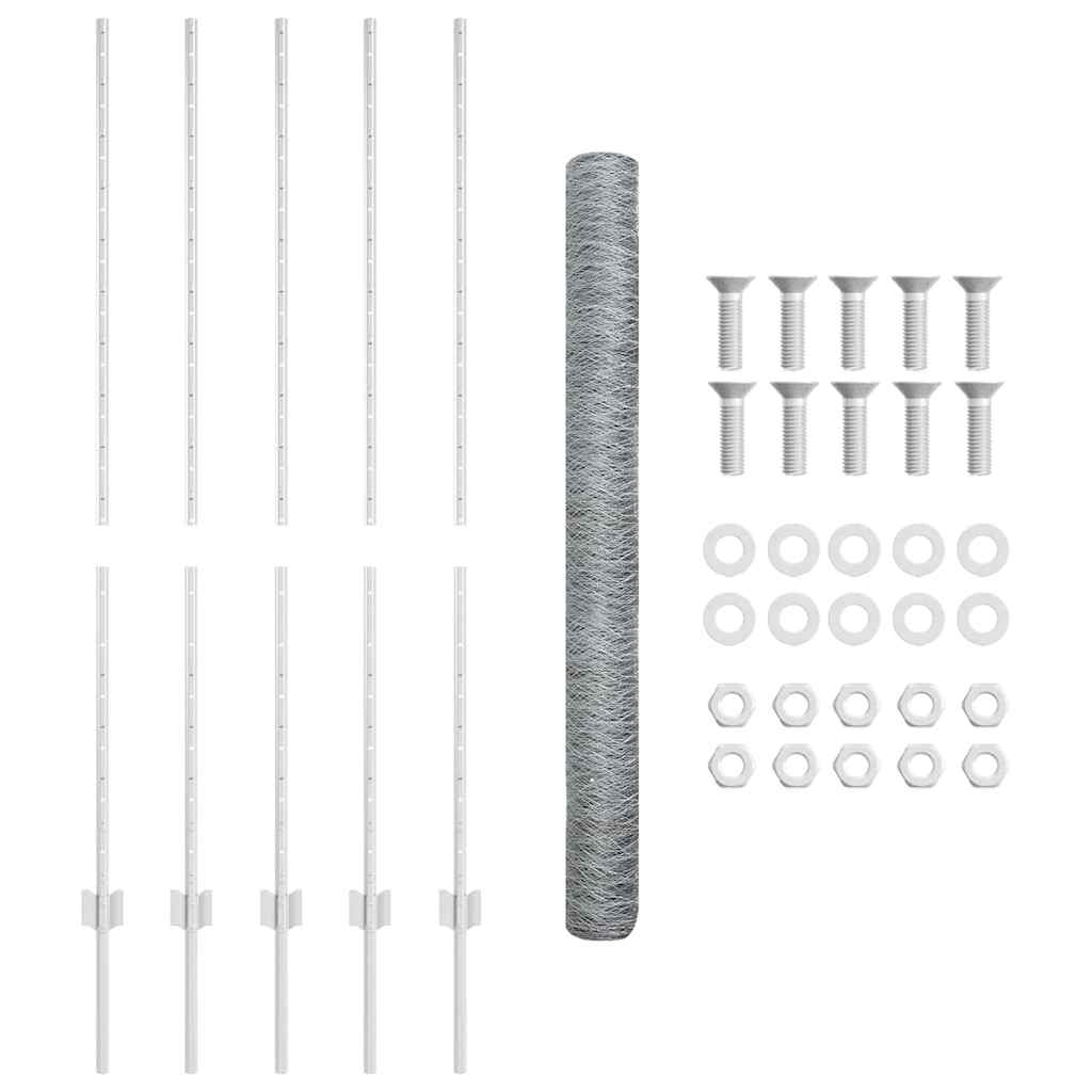 vidaXL Clôture avec poteaux Argent 1,4 x 10 m Acier