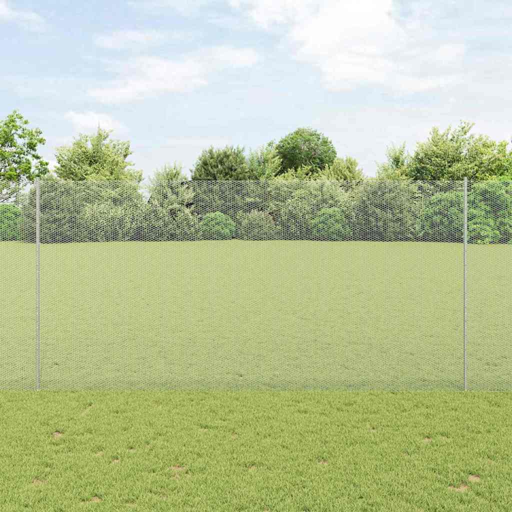 vidaXL Clôture avec poteaux argentée 1,5 x 10 m Acier