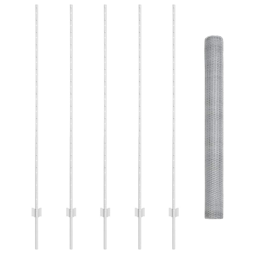 vidaXL Clôture avec poteaux argentée 1,5 x 10 m Acier