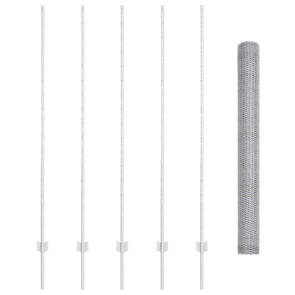 Zaun mit Pfosten Silber 1,6 x 10 m Stahl