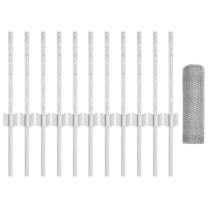 Zaun mit Pfosten Silber 0,4 x 25 m Stahl