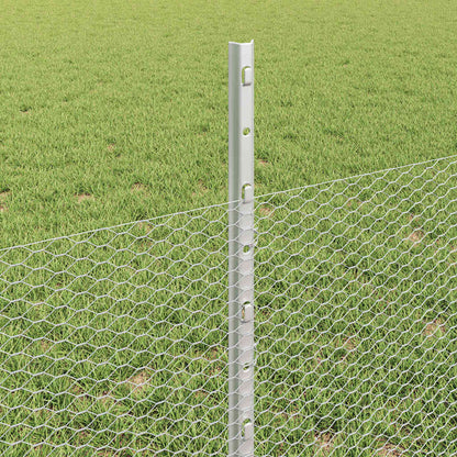 vidaXL Zaun mit Pfosten Silber 0,5 x 25 m Stahl