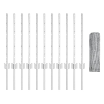 vidaXL Zaun mit Pfosten Silber 0,5 x 25 m Stahl