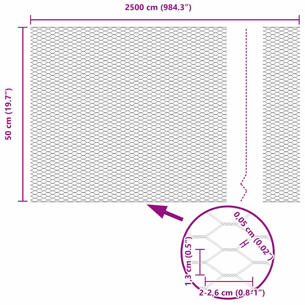 vidaXL Zaun mit Pfosten Silber 0,5 x 25 m Stahl