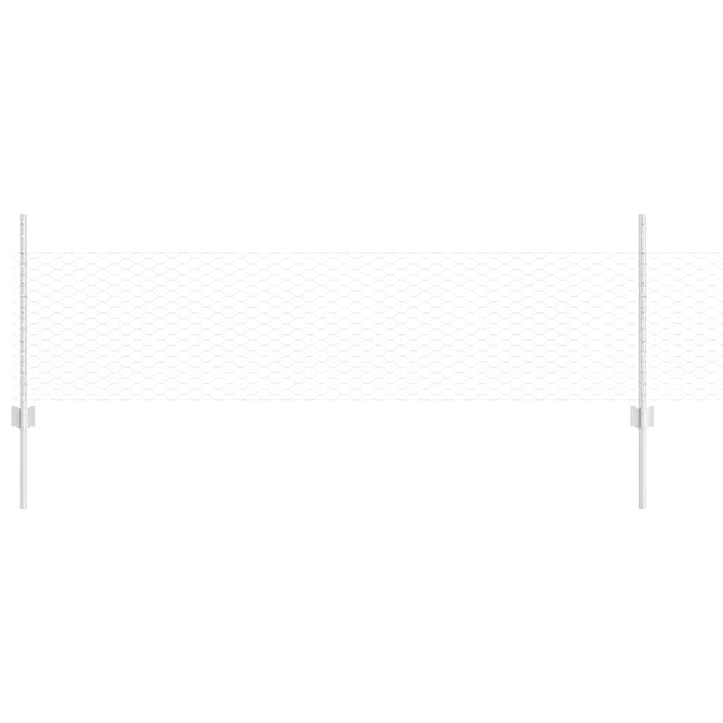 Zaun mit Pfosten Silber 0,5 x 25 m Stahl