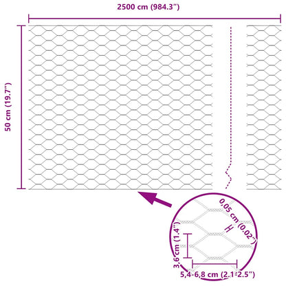 vidaXL Zaun mit Pfosten Silber 0,5 x 25 m Stahl