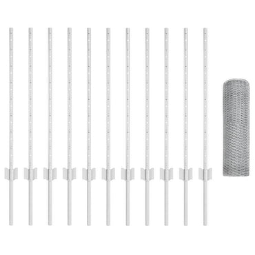 vidaXL Clôture avec poteaux Argenté 0,8 x 25 m Acier