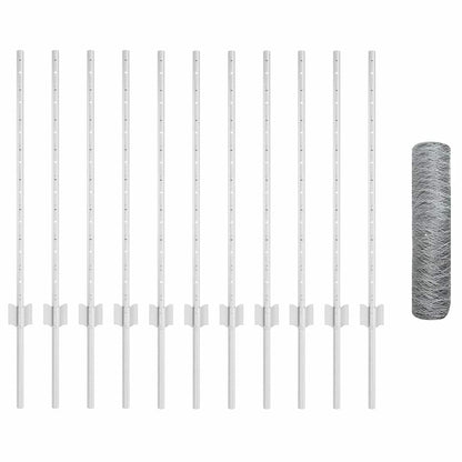 vidaXL Clôture avec poteaux argentée 0,8 x 25 m acier