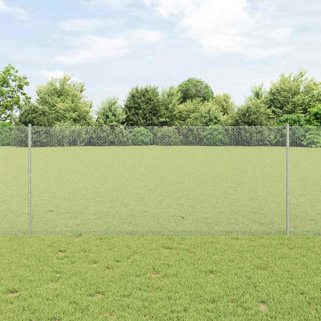 vidaXL Clôture avec poteaux Argenté 1 x 25 m Acier