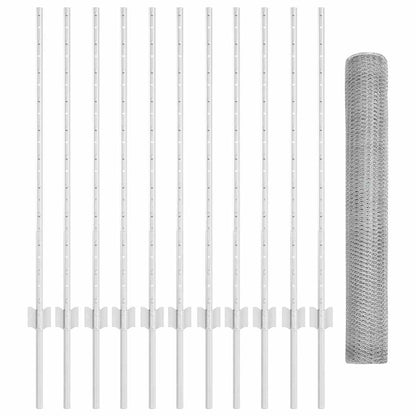 vidaXL Clôture avec poteaux Argenté 1 x 25 m Acier