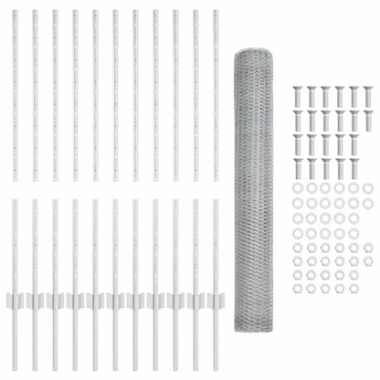 vidaXL Clôture avec poteaux Argenté 1 x 25 m Acier