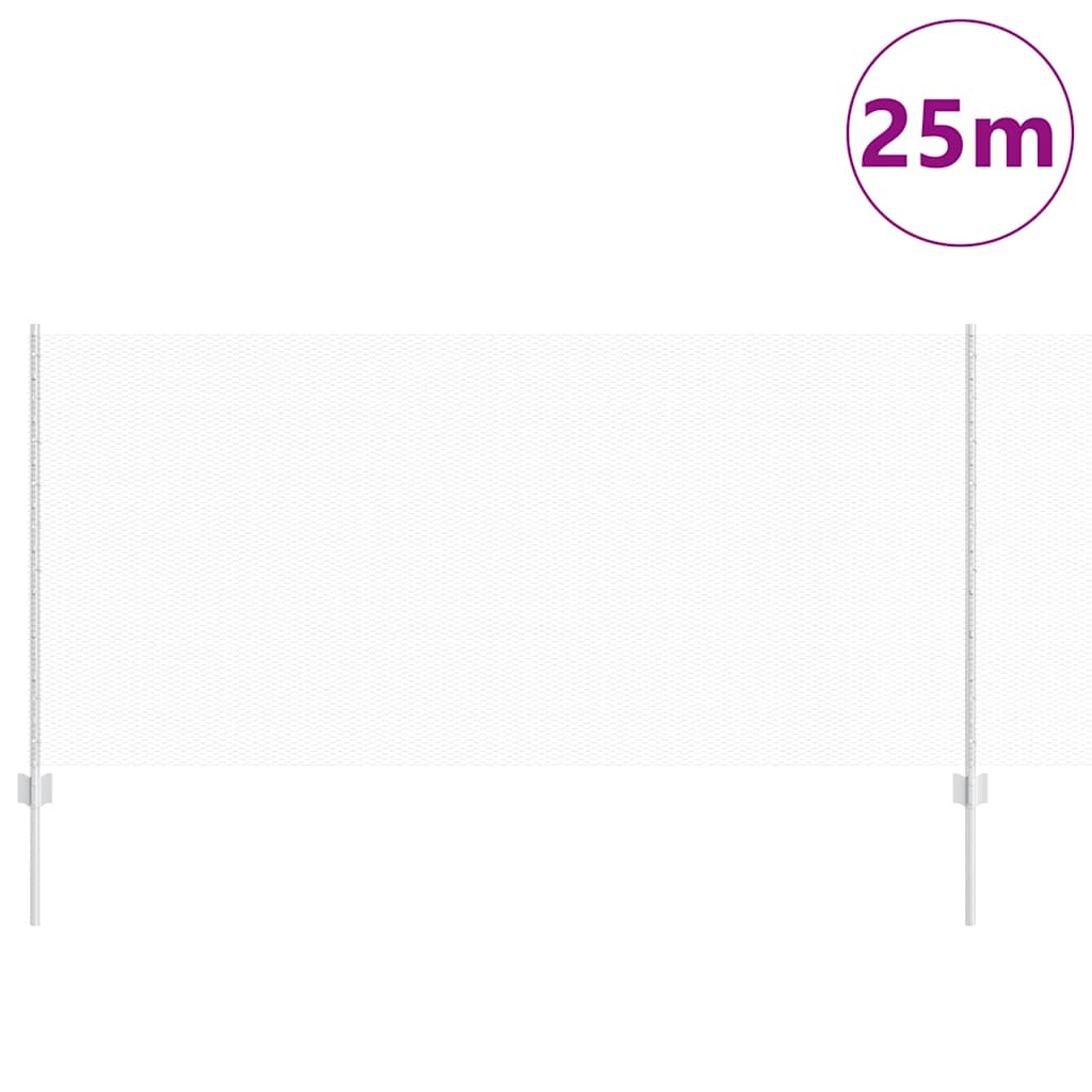 vidaXL Clôture avec poteaux Argenté 1 x 25 m Acier